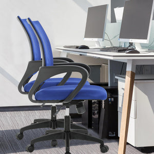 Ergonomic Office Chair | Mid-Back Swivel Desk Chair | Breathable Backrest & Lumbar Support | Adjustable Height | Sponge Seat | Rolling Wheels | Dark Blue | for Adults & Women