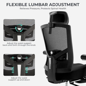 Big and Tall Office Chair 700lbs with Ergonomic W Wide Thick Seat Cushion, Oversized Mesh Desk Chair with Adjustable Lumbar for Heavy People, Computer Chair with 4D Armrest Headrest