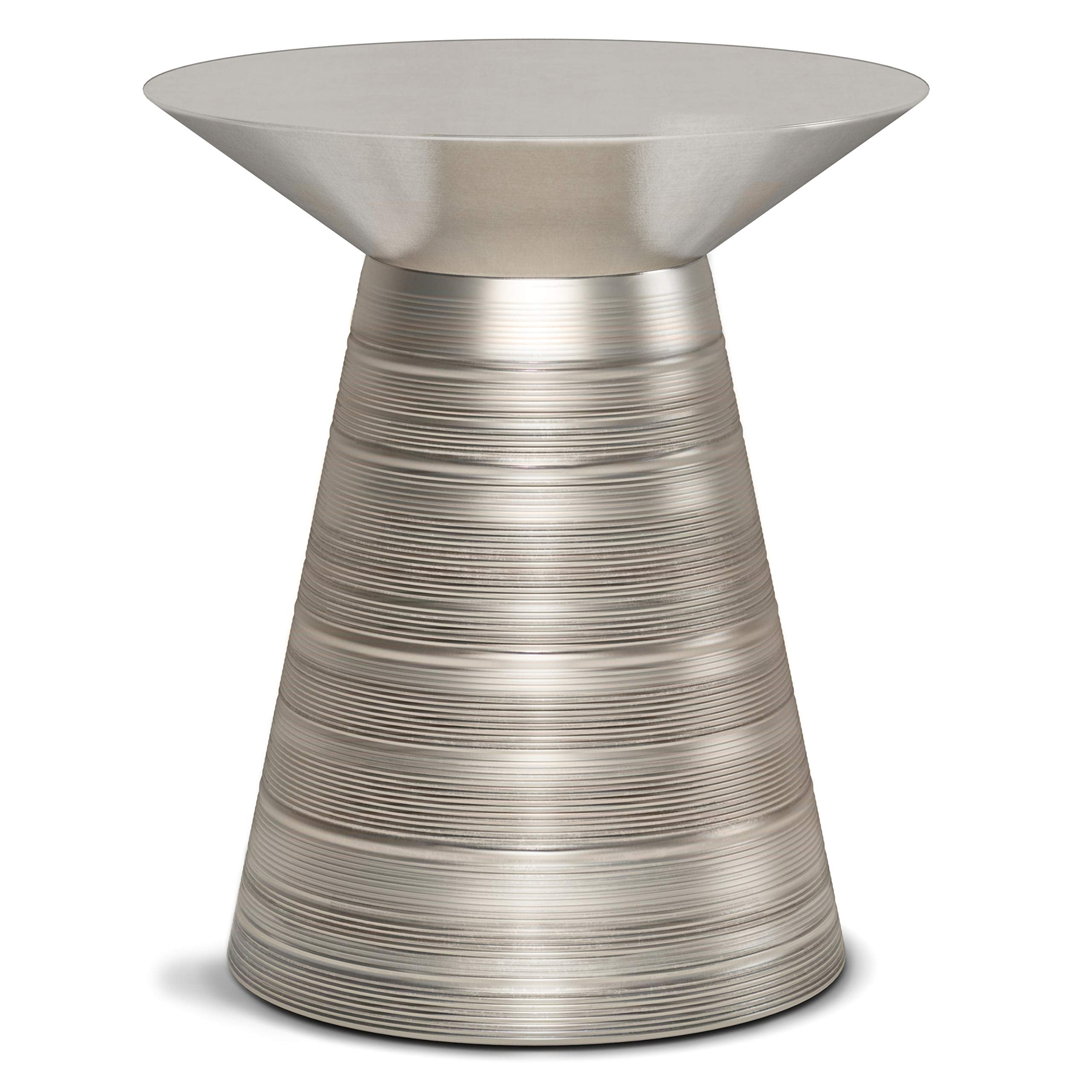 Sheridan Industrial 18 Inch Wide Metal Accent Side Table in Antique Silver, Fully Assembled, For the Living Room and Bedroom