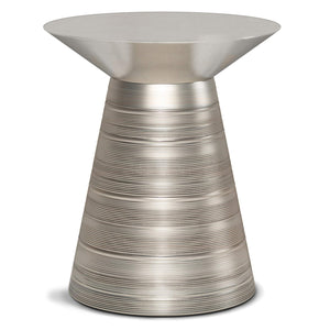 Sheridan Industrial 18 Inch Wide Metal Accent Side Table in Antique Silver, Fully Assembled, For the Living Room and Bedroom