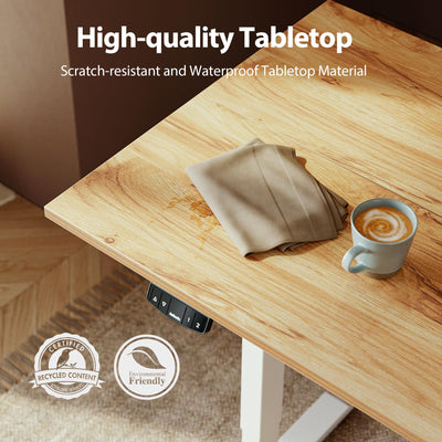 Electric Standing Desk, 63 x 24 Inches, Light Rustic Brown
