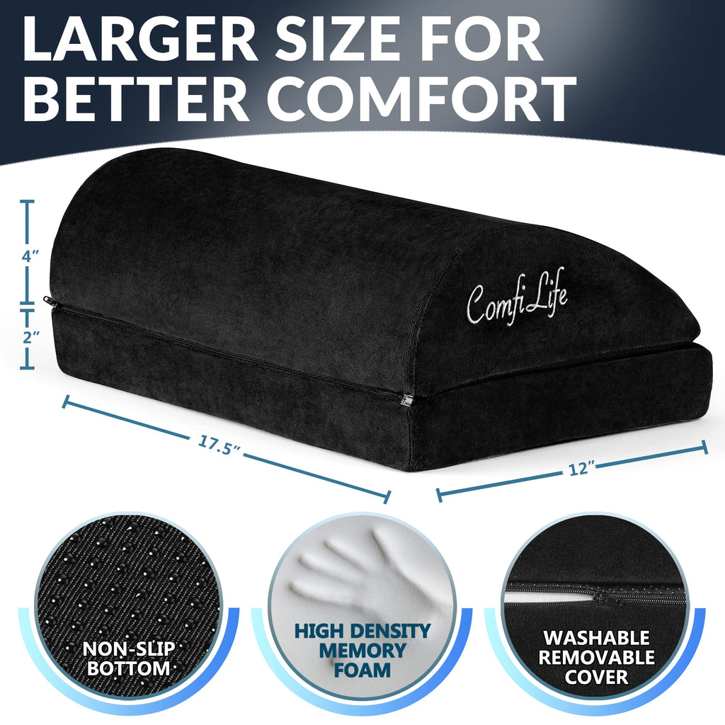 Foot Rest for Under Desk at Work – Adjustable Desk FootRest for Office Chair, Gaming Accessories – Ergonomic Teardrop Design for Back, Hip & Leg Pain Relief – 100% Memory Foam (Black)