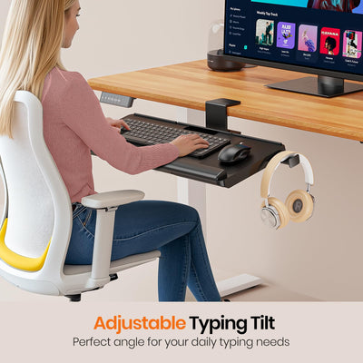 Keyboard Tray Under Desk with 360° Rotation, Ergonomic Computer Keyboard & Mouse Tray 25