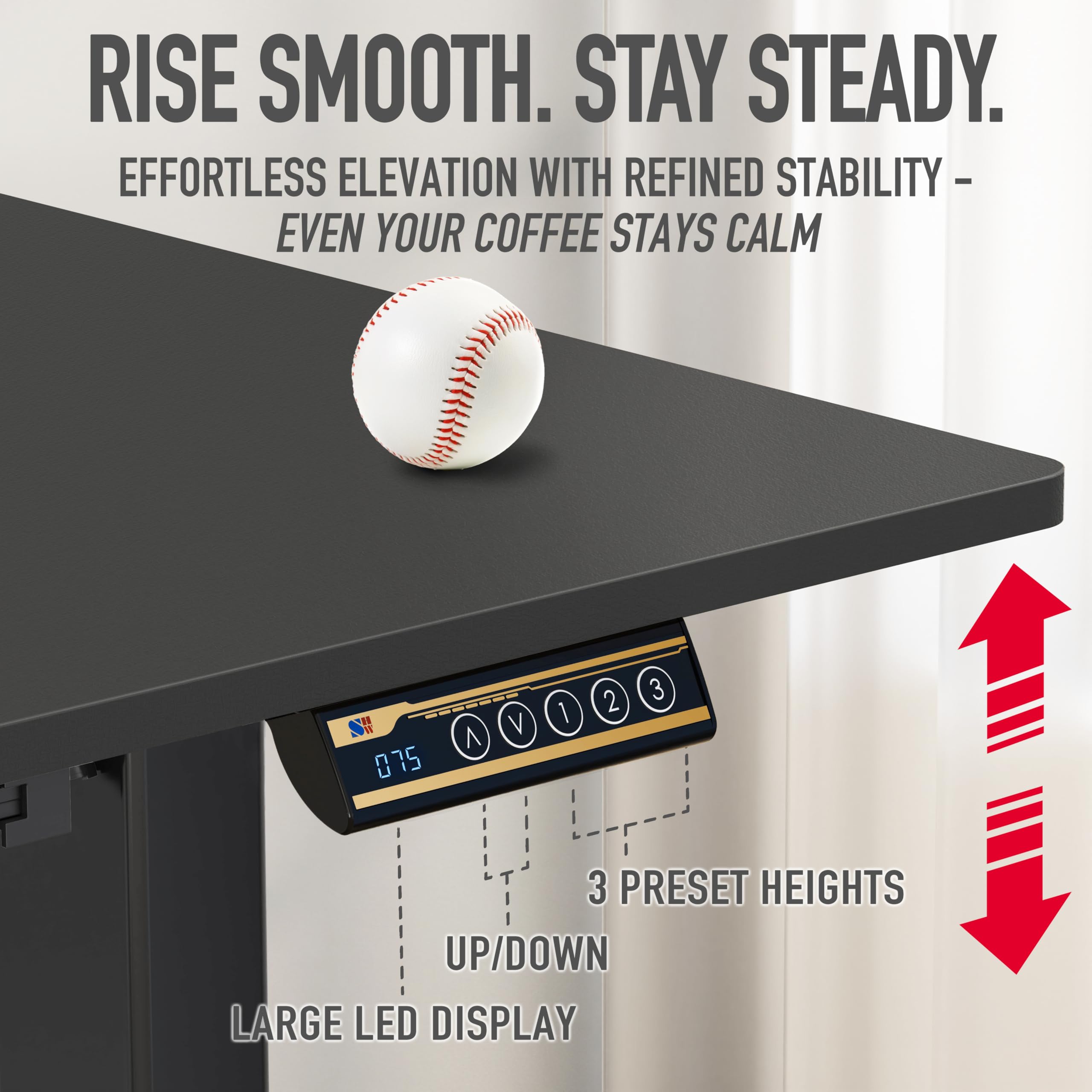 55 x 28 Inches Electric Height Adjustable Standing Desk with Drawer and Memory Preset, Black