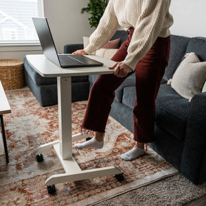 Adjustable Rolling Laptop Desk, Mobile Standing Desk with Wheels, Small Sit-Stand Computer Cart for Home, Office, or Classroom, 29.6–44.2