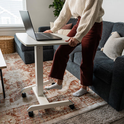 Adjustable Rolling Laptop Desk, Mobile Standing Desk with Wheels, Small Sit-Stand Computer Cart for Home, Office, or Classroom, 29.6–44.2