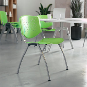 HERCULES -5 Pack 880 lb. Capacity Green Plastic Stack Chair | Comfortable Seating with Durable Design