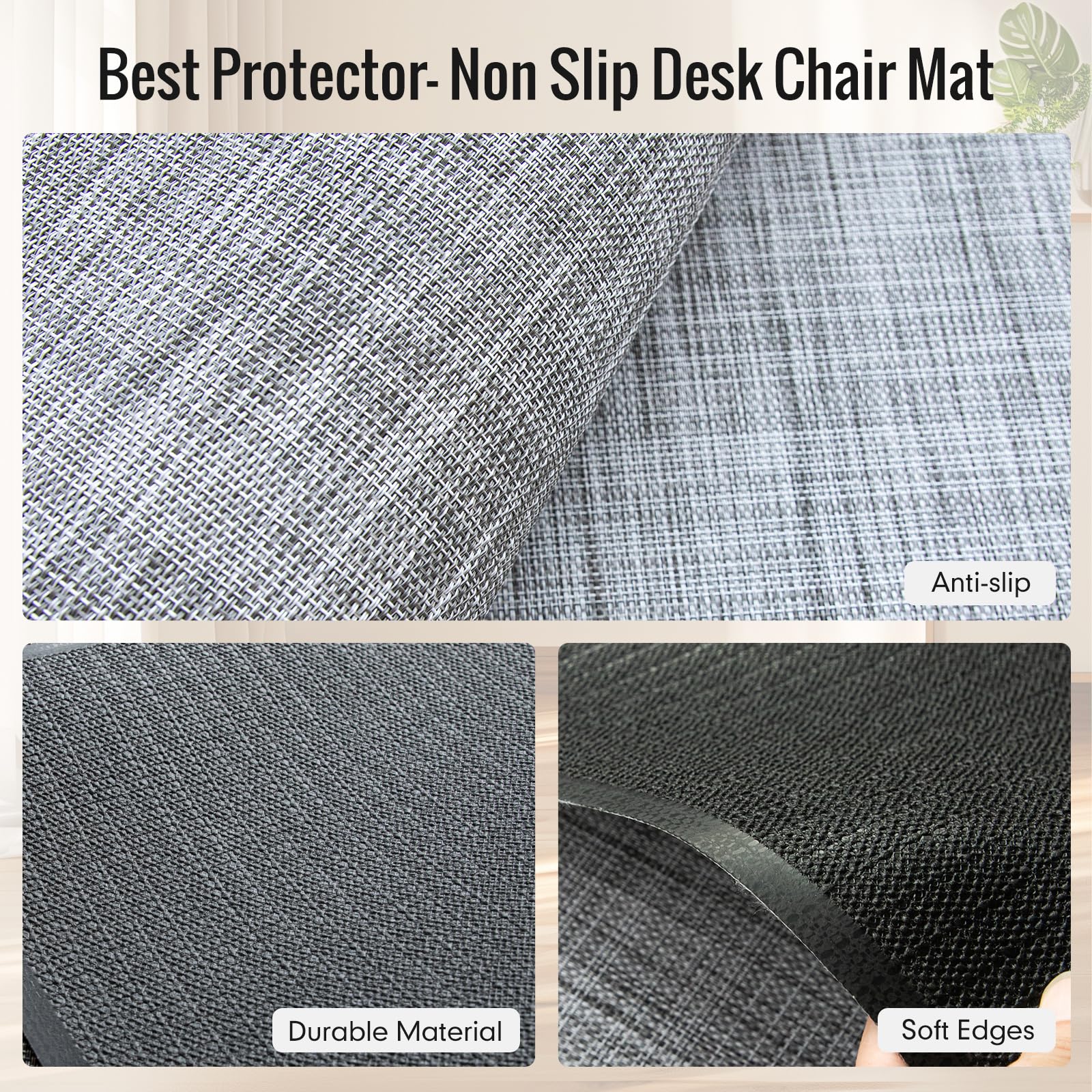 Office Chair Mat,40"x55" Anti-Slip Waterproof Hardwood Floor Chair Mat,Heavy Duty Floor Protector Rolling Chairs for Home Office(Grey)