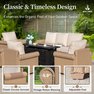 Patio Furniture Set, 2-Piece Outdoor Wicker Chairs with Widened 5.9