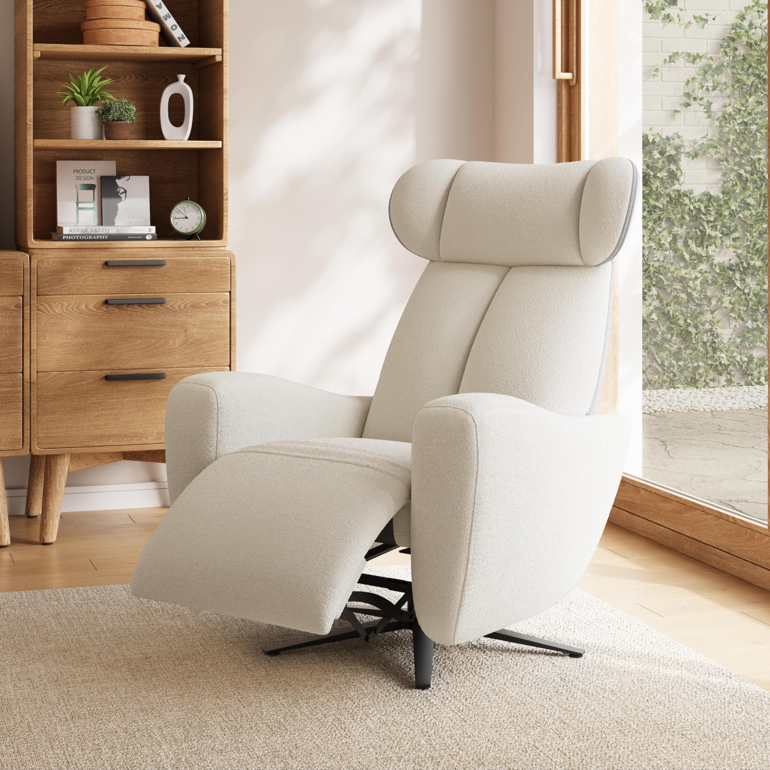Recliner Chair Single Seater Zero Gravity Swivel Power Sofa for Living Room SwanSing Dual Motor Chair with USB & Type-C Ports, White Gray