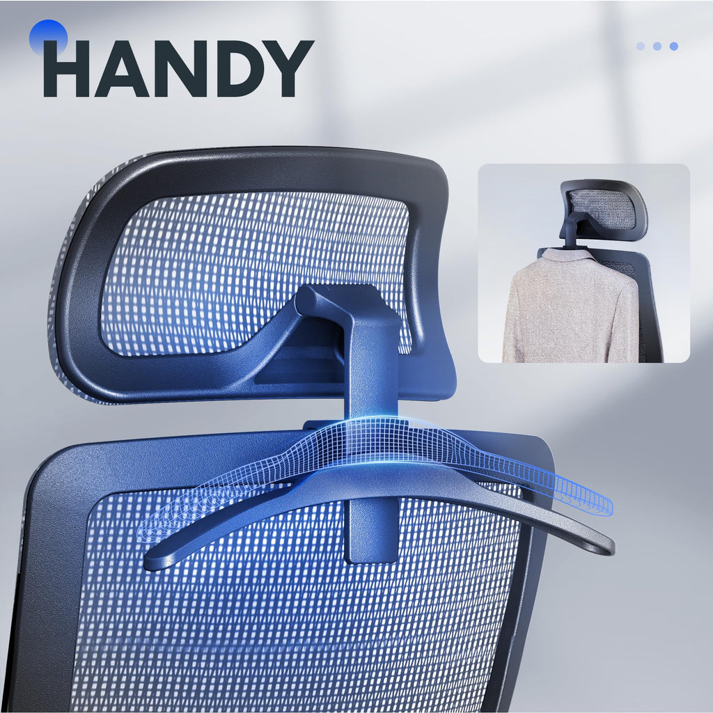 Ergonomic Office Chair, High Back Mesh Swivel Computer Chair, Executive Office Desk Chairs, with Adjustable Lumbar Support/2D Headrest/Lockable Backrest, OC3 Air, Gray