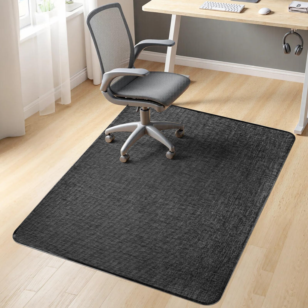Office Chair Mat for Hardwood & Tile Floor,Computer Gaming Chair Mat for Rolling Chairs Non-Curve, Anti-Slip, Heavy Duty Floor Protector for Home Office,Dark Black (48" x 55")