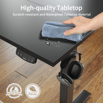 Electric Standing Desk, 48 x 24 Inches Height Adjustable Desk, Sit Stand up for Work Office Home, Ergonomic Rising Computer Table with Memory Preset, Black