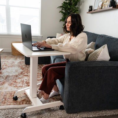 Adjustable Rolling Laptop Desk, Mobile Standing Desk with Wheels, Small Sit-Stand Computer Cart for Home, Office, or Classroom, 29.6–44.2