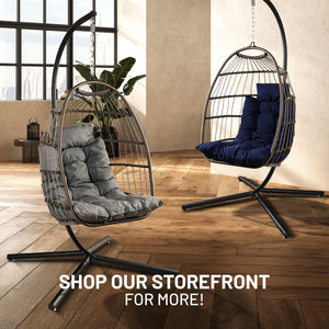 Egg Chair with Stand – Hanging Rattan Wicker Swing for Indoor Outdoor Use – 350 lbs Capacity, Breathable Cushion & Headrest – Patio, Balcony, Porch, Bedroom Lounge Furniture