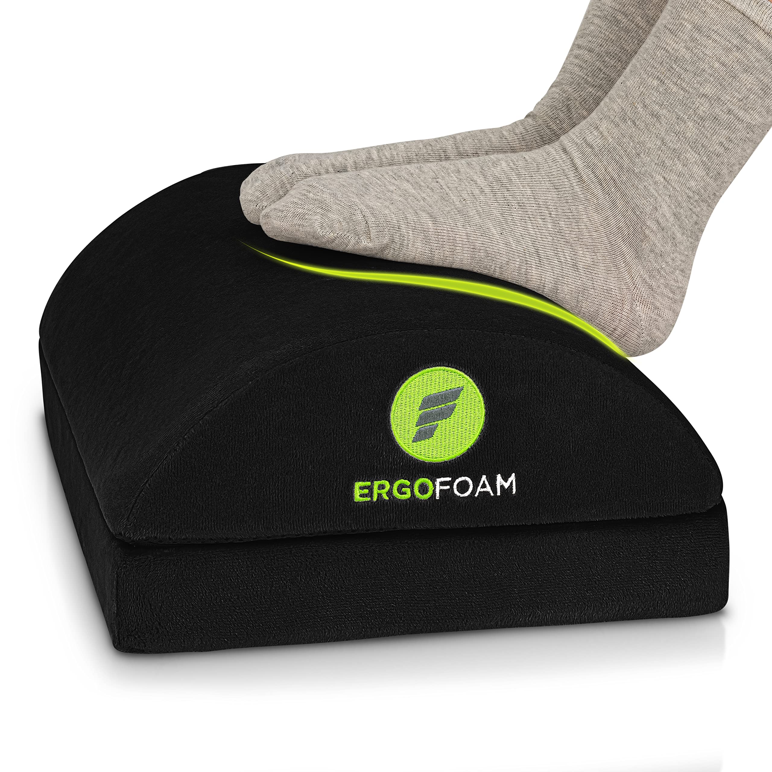 Foot Rest for Under Desk at Work Adjustable - Chiropractor-Endorsed, High-Density Foam, Velvet (Black)
