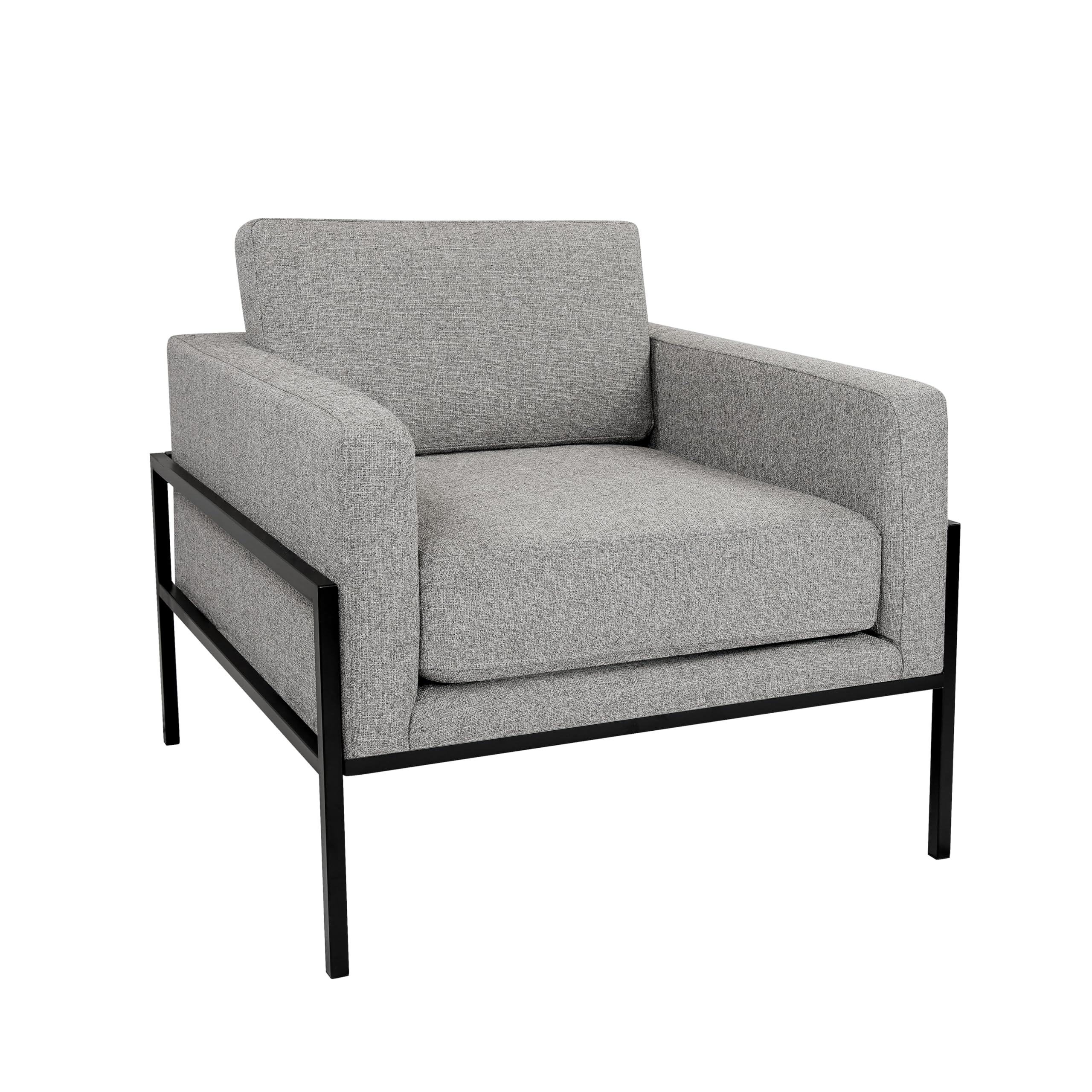 Modern Metal Frame Accent Chair| Home Décor|Accent Chairs for Living Room & Bedroom - Sustainable Gray Woven