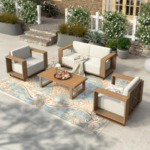 Patio Furniture Sets for Backyard Lawn Garden, All Weather Couch Set with 5.3