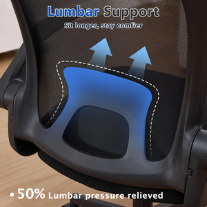 Foldable Office Chair for Small Spaces | Home Office Folding Desk Chairs with Wheels and Flip Up Arms | Ergonomic Mesh Computer Chair for Adults & Kids(2PCS Black)