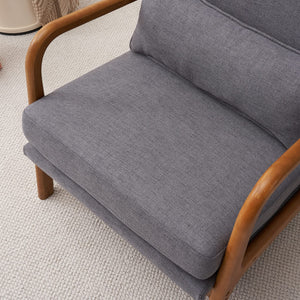 High Back Dark Grey Accent Chairs Set of 2, Upholstered Mid Century Modern Lounge Chairs Reading Chairs Side Sitting Chair Solid Wood Farmhouse Armchairs for Living Room, Bedroom, Guest Room