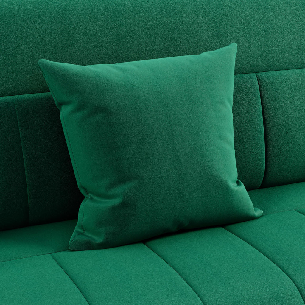 56.5" W Modern Sofa Small Sofa Luxurious Velvet Fabric Couch with Gold-Tone Metal Arms and Legs for Living Room, Home Office, Studio Green