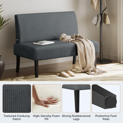 Small Comfy Sofa Mini Loveseat Couch 2-Seater Armless Sofa Chair, Corduroy Fabric & Easy Assembly, for Small Spaces Living Room,Bedroom,Dorm,Office, Dark Grey