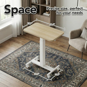 Small Rolling Laptop Standing Desk, Height Adjustable Mobile T-Base Desk with Lockable Casters, Portable Sit-Stand Workstation for Bedside & Sofa, Light Walunt