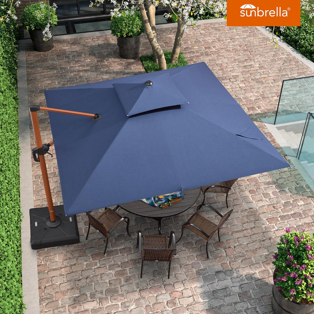 10' X 10' Double Top Deluxe Square Patio Umbrella - Offset Hanging Cantilever Umbrellas in Spectrum Indigo