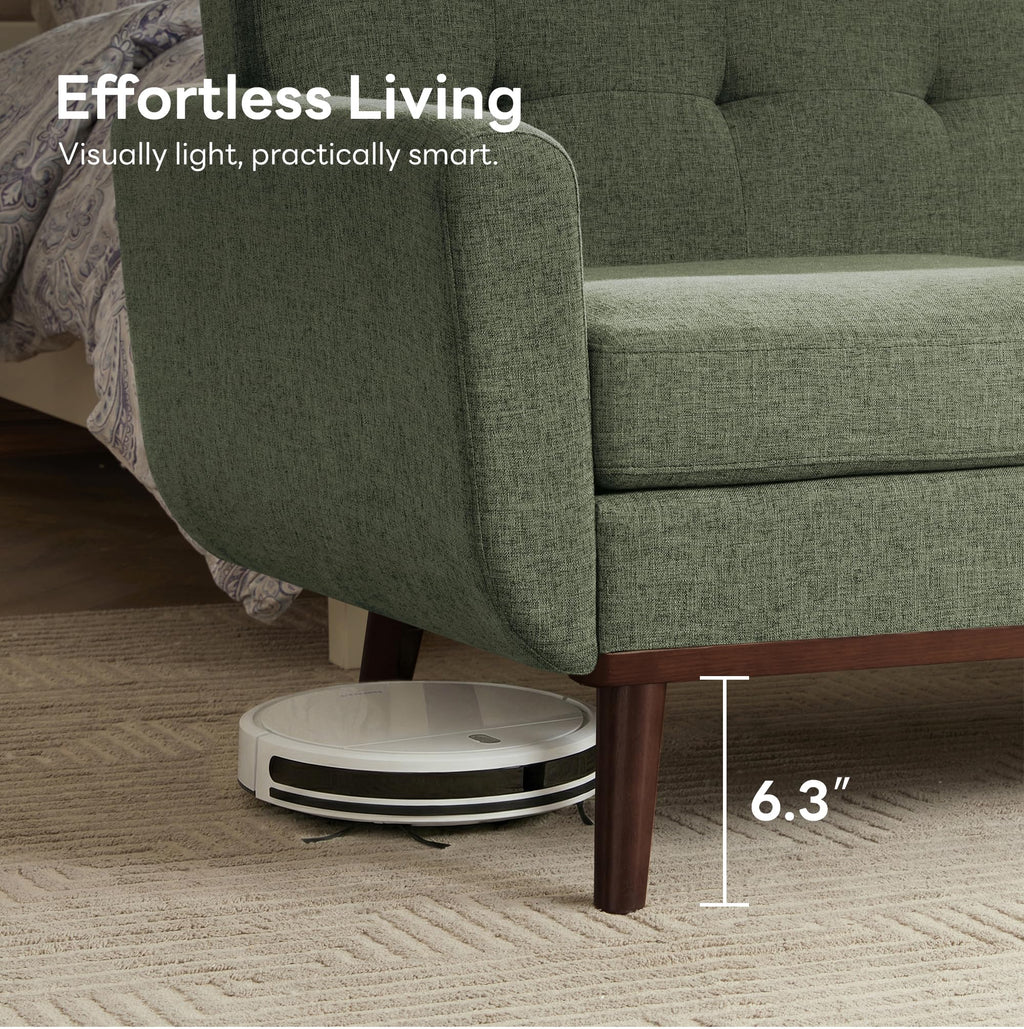 65.2" W Loveseat Sofa, Mid Century Modern Decor Love Seat Couches for Living Room, Button Tufted Upholstered Furniture, Solid & Easy to Install Small Couch for Bedroom Office Apartment, Green