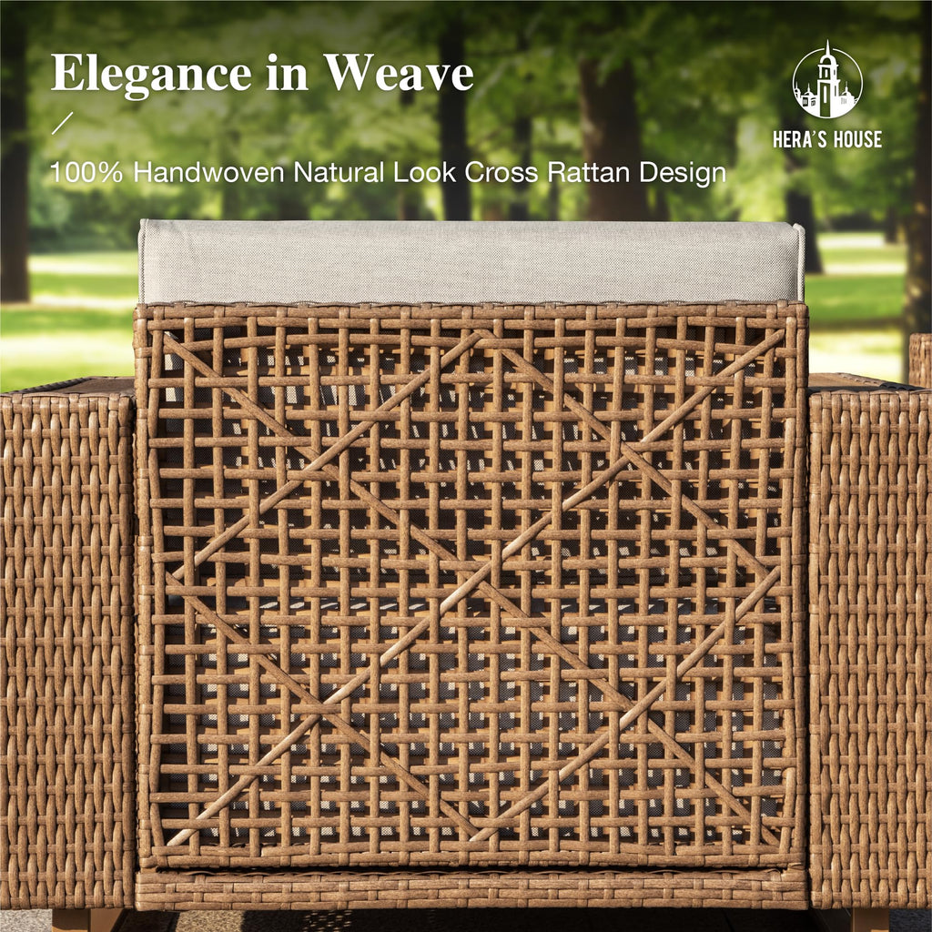 2 Pieces Patio Furniture Set, Outdoor Rattan Wicker Armchairs Set of 2, All Weather Patio Conversation Set with 5.3" Widened Armrest, 10" Ultra Thick Comfy Sponge Cushion, Patio Couch Set