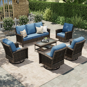 Patio Furniture Set, 4 x High Back Swivel Chairs with 5.5