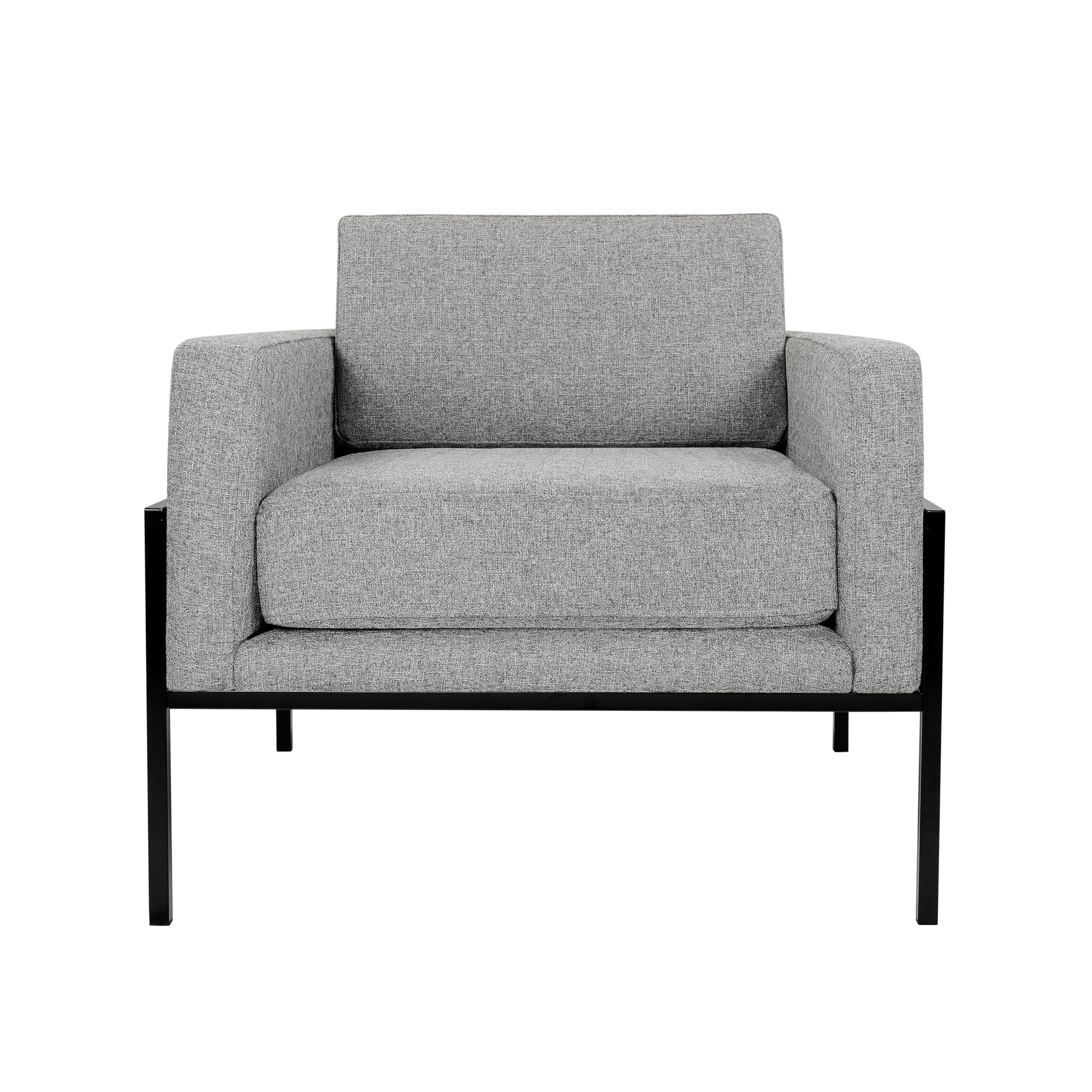 Modern Metal Frame Accent Chair| Home Décor|Accent Chairs for Living Room & Bedroom - Sustainable Gray Woven