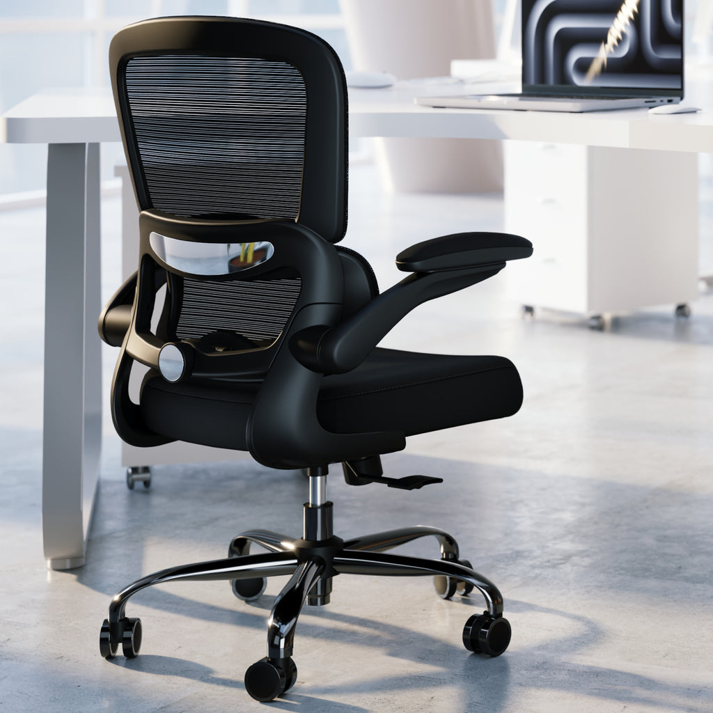 Black Pack of 6, Office Chair - Ergonomic Desk Chair with Adjustable Lumbar Support, Mesh Computer Chair, Executive Chairs for Home Office Comfortable Lumbar Support