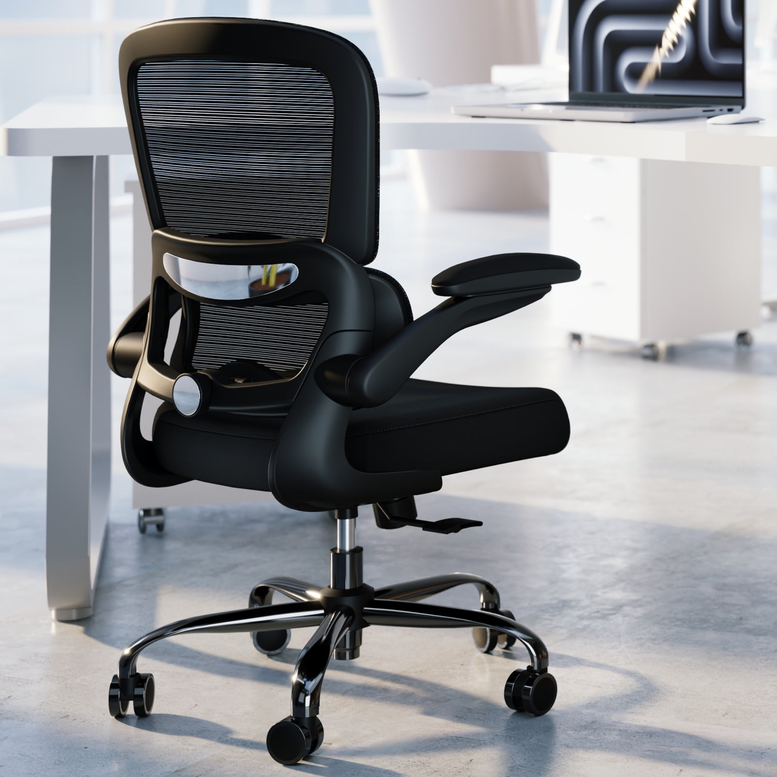 Black Pack of 4, Office Chair - Ergonomic Desk Chair with Adjustable Lumbar Support, Mesh Computer Chair, Executive Chairs for Home Office Comfortable Lumbar Support