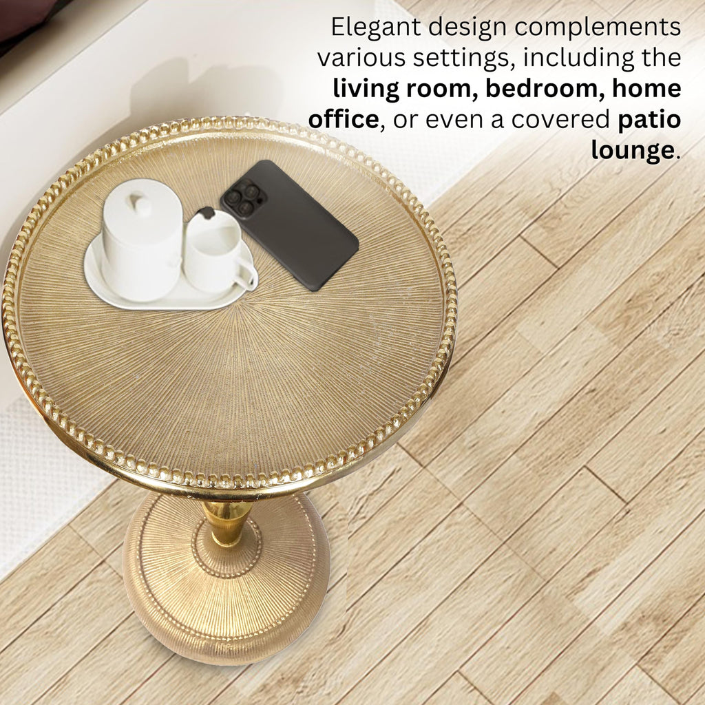Modern Accent Table End Table for Indoor Use - Small Side Tables for Spaces Living Room, Bedroom, Entryway, Small Spaces Nightstand, Plant Stand (Gold)