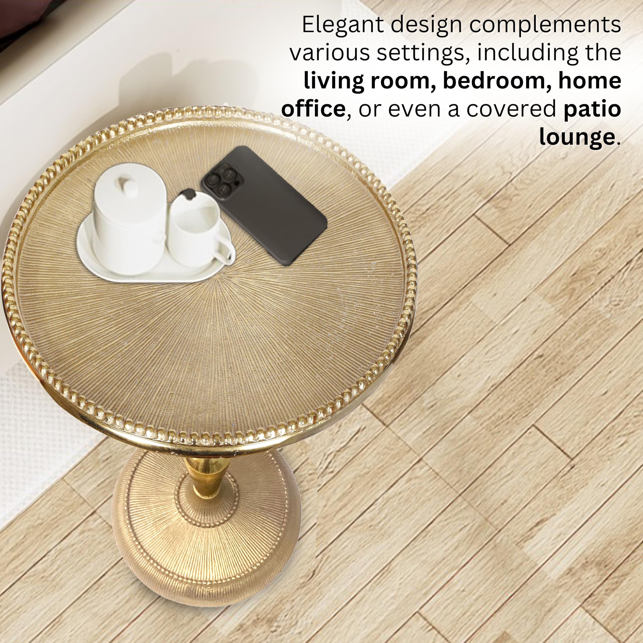 Modern Accent Table End Table for Indoor Use - Small Side Tables for Spaces Living Room, Bedroom, Entryway, Small Spaces Nightstand, Plant Stand (Gold)