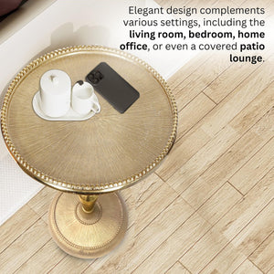Modern Accent Table End Table for Indoor Use - Small Side Tables for Spaces Living Room, Bedroom, Entryway, Small Spaces Nightstand, Plant Stand (Gold)