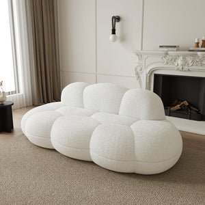Cloud Shaped Couches for Living Room, Modern Comfy Upholstered Sofa, Cloud Shaped Leisure Sofa, Upholstered Couch for Bedroom, Apartment, Small Space (White, No Assembly Required)