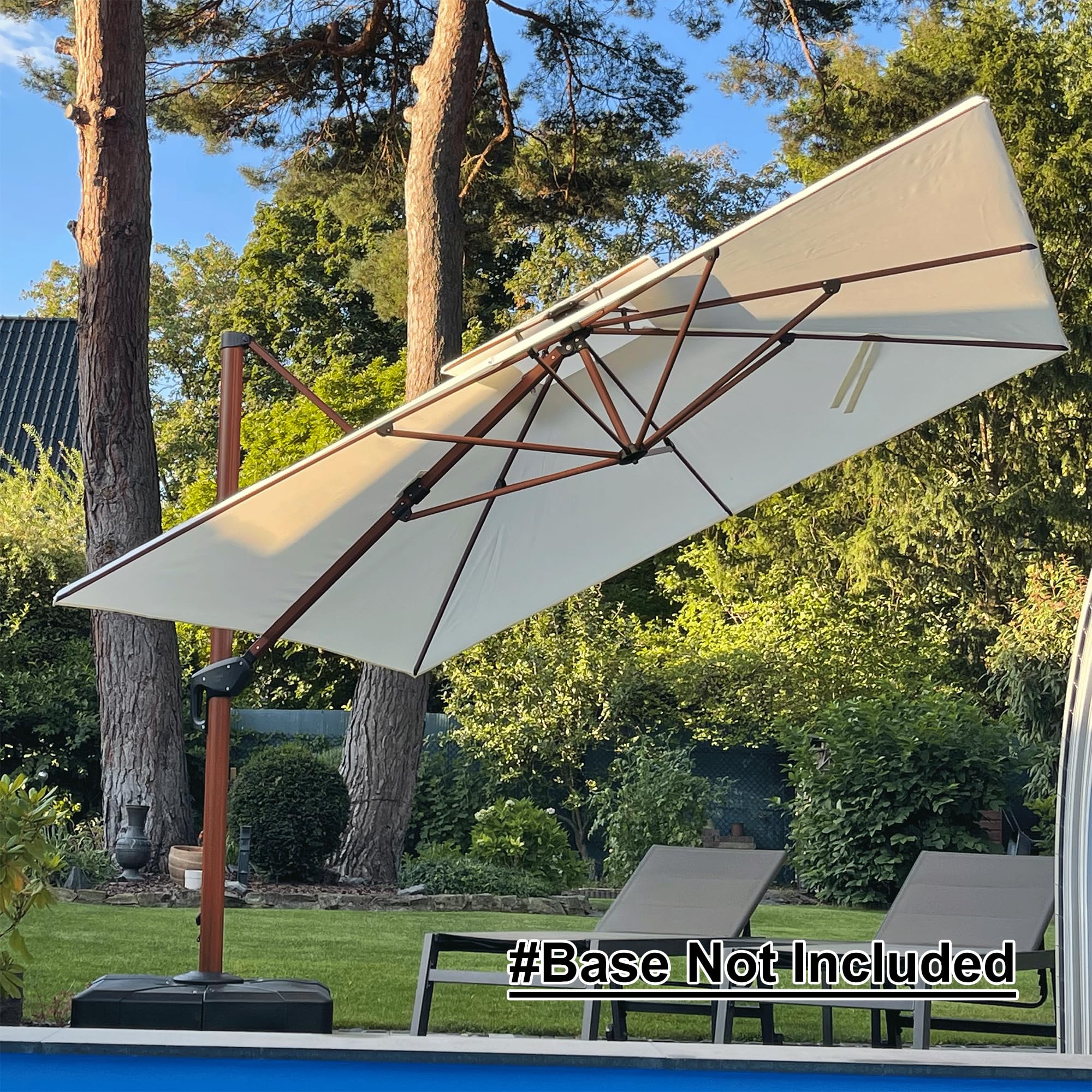12ft Patio Umbrella Outdoor Square Umbrellas Large Cantilever Umbrella Windproof Offset Heavy Duty Sun Umbrellas for Garden Deck Pool Patio, Cream