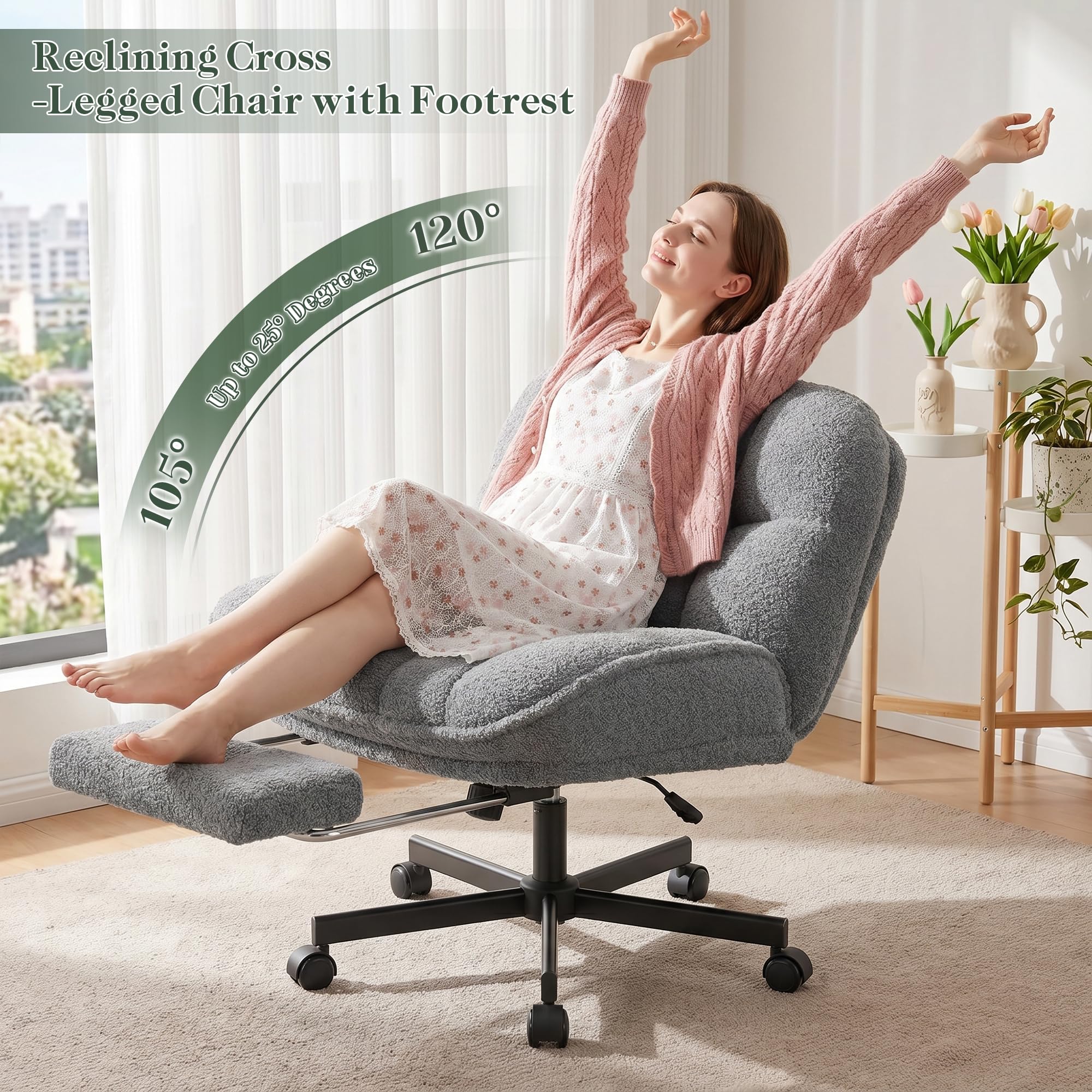Criss Cross Office Chair with Foot Rest, 26.77