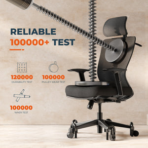 Ergonomic Office Chair High Back Computer Chair Home Office Desk Chairs with Lumbar Support/Heavy Duty Base/Headrest/Lockable Back, Comfortable Foam Seat Cushion, ErgoChair Pro, Black