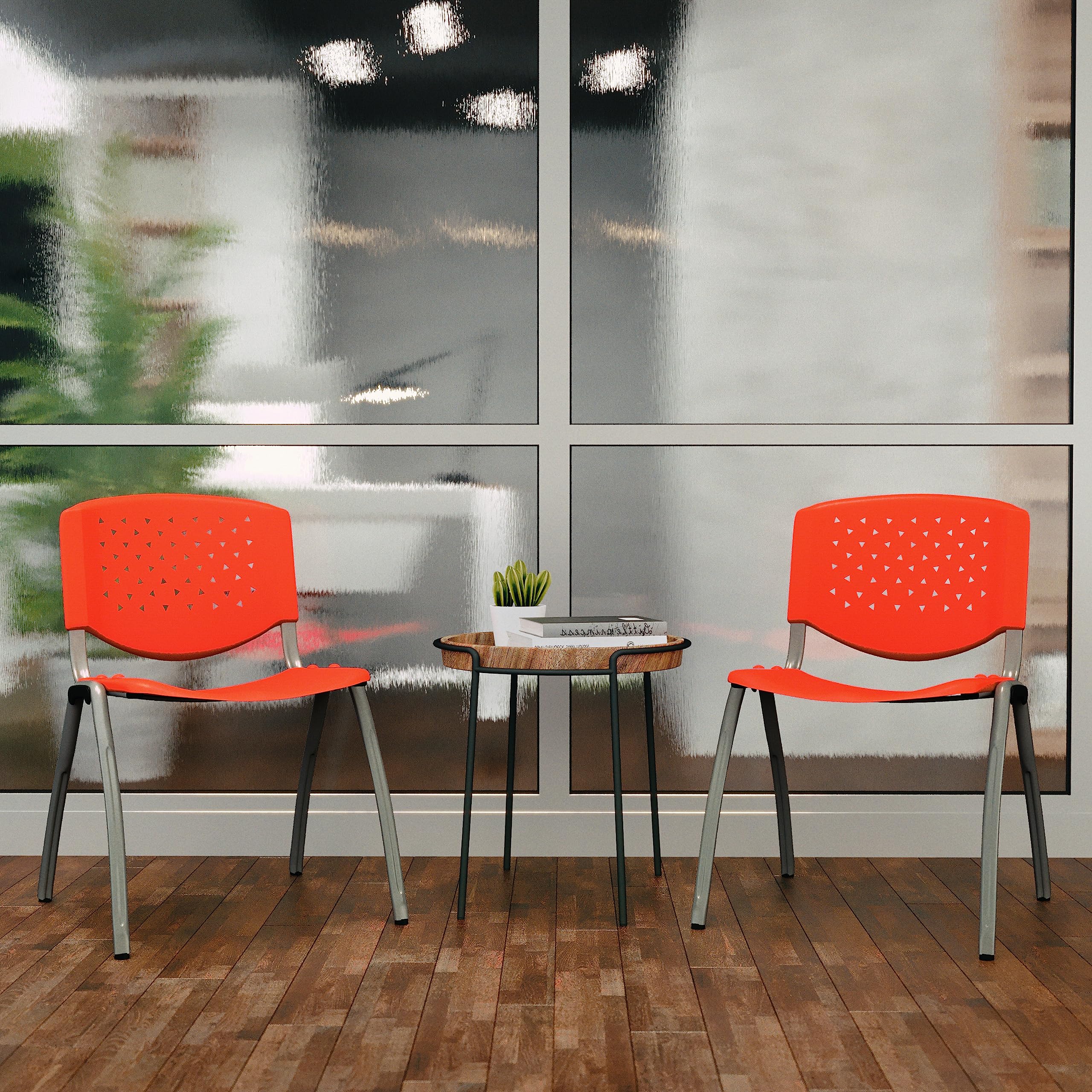 HERCULES -5 Pack 880 lb. Capacity Orange Plastic Stack Chair | Comfortable Seating with Durable Design