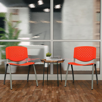 HERCULES -5 Pack 880 lb. Capacity Orange Plastic Stack Chair | Comfortable Seating with Durable Design