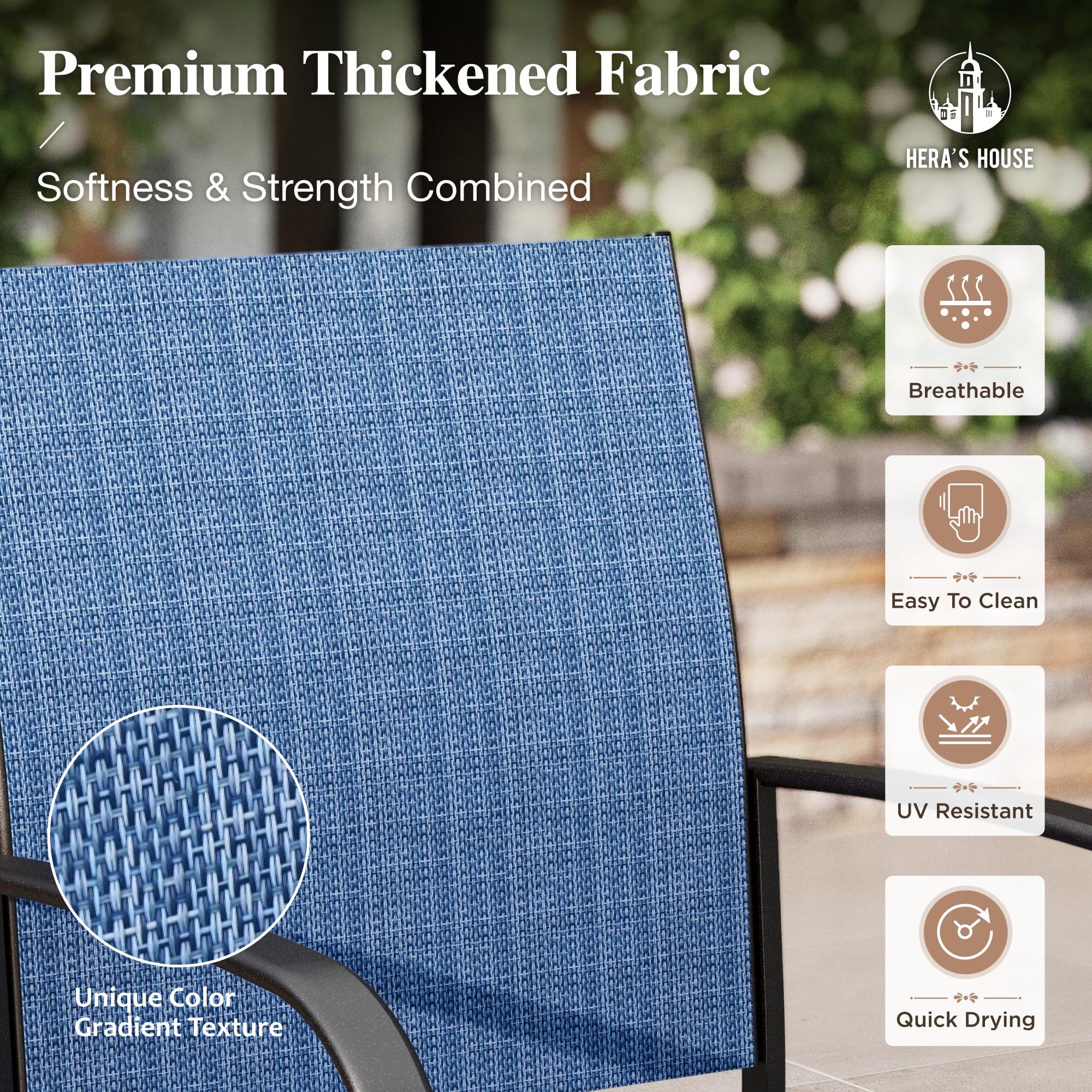 9 Pieces Outdoor Dining Set, Patio Table and Chairs Set for 8, 8 x Textilene Chairs and 1 x Large Rectangle Metal Table with Umbrella Hole for Deck Garden Backyard Lawn Poolside