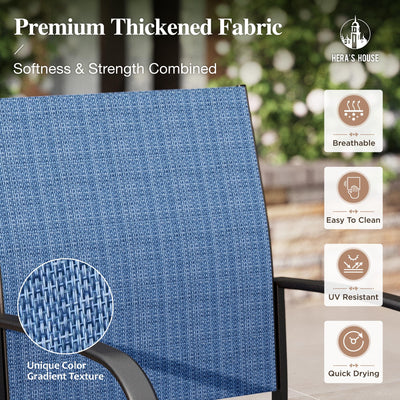 9 Pieces Outdoor Dining Set, Patio Table and Chairs Set for 8, 8 x Textilene Chairs and 1 x Large Rectangle Metal Table with Umbrella Hole for Deck Garden Backyard Lawn Poolside
