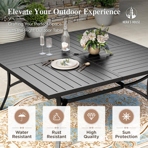 9 Pieces Patio Dining Set, Outdoor Table and Chairs Set for 8, 8 x Brown Textilene Dining Chair and 60