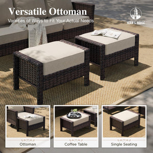 Patio Furniture Set with Swivel Chairs, High Back Outdoor Wicker Furniture with 5.5