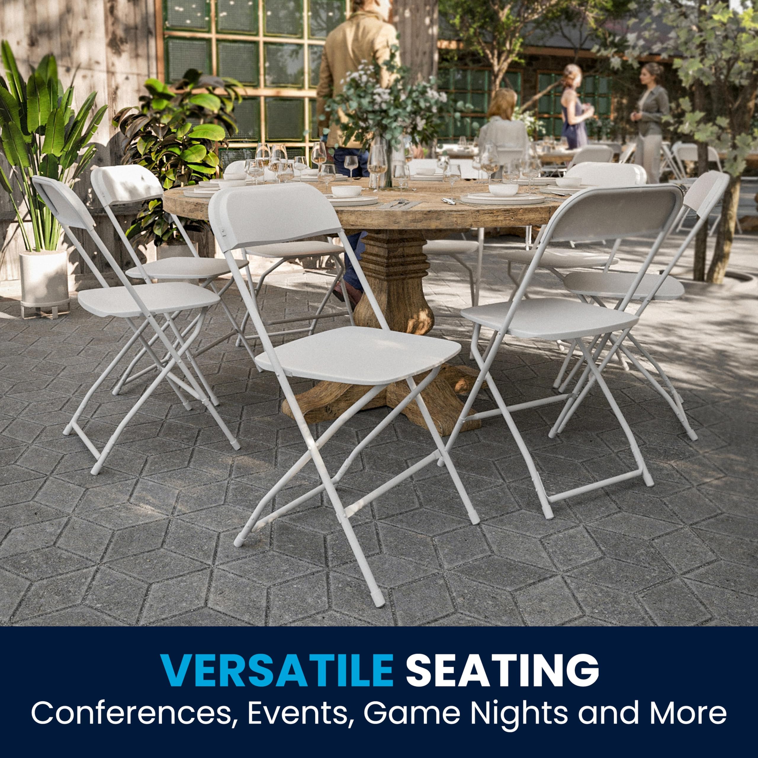 4 Pack, Hercules Series Plastic Folding Chair - White -  650LB Weight Capacity Comfortable Event Chair-Lightweight Folding Chair