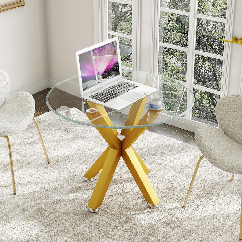 Table Base 28 Inch,Heavy Duty Metal Dining Table Pedestal Base for Glass, Marble, and Wood Tops, Furniture Legs for Home,Kitchen,Office (Gold)