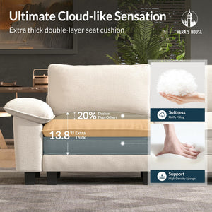 2 Pieces Modular Sectional Sofa Sets, Oversized Couch Set with Loveseats, Comfy Cloud Couches with Throw Pillows, 5-Seater Deep Seat Sofa for Living Room, Chenille Beige